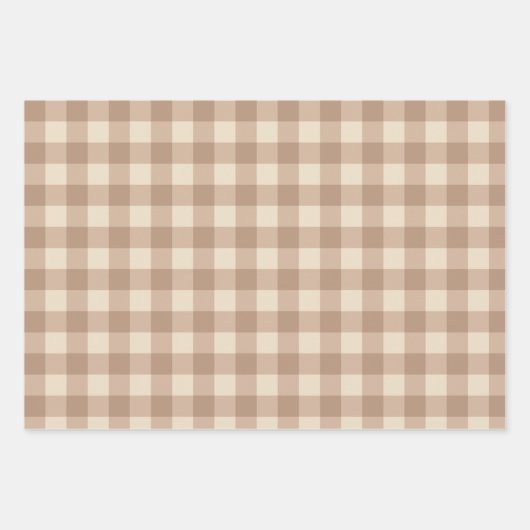 Koffie-esthetisch beige en witte gingham-patroon inpakpapier vel (Voorkant 2)