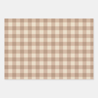 Koffie-esthetisch beige en witte gingham-patroon inpakpapier vel