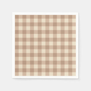 Koffie-esthetisch beige en witte gingham-patroon servet