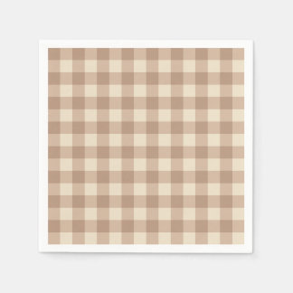 Koffie-esthetisch beige en witte gingham-patroon servet