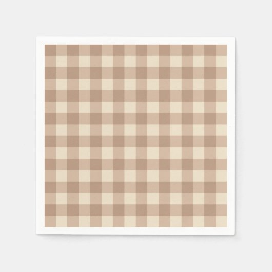 Koffie-esthetisch beige en witte gingham-patroon servet (Voorkant)