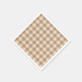 Koffie-esthetisch beige en witte gingham-patroon servet (Hoek)