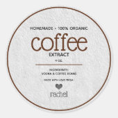 Koffie-extract gepersonaliseerd bottellabel ronde sticker (Voorkant)