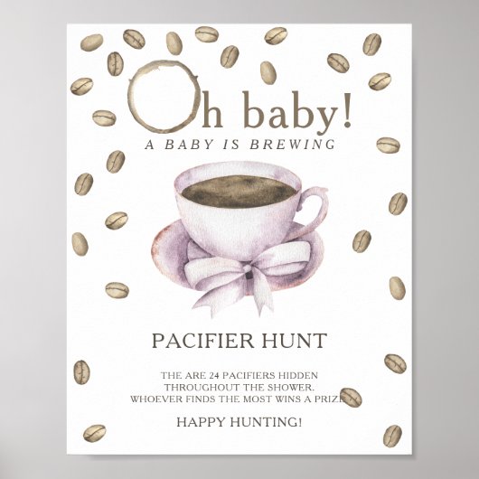 KOFFIE - fopspeen jacht baby shower spel Poster (Voorkant)