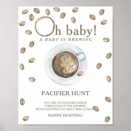 KOFFIE - fopspeen jacht baby shower spel Poster (Voorkant)