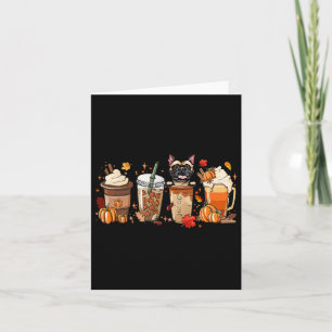 Koffie Franse Bulldog Halloween Outfit voor Herfst Kaart