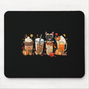 Koffie Franse Bulldog Halloween Outfit voor Herfst Muismat
