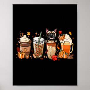 Koffie Franse Bulldog Halloween Outfit voor Herfst Poster