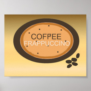 Koffie Frappuccino in Oranje en bruin Poster