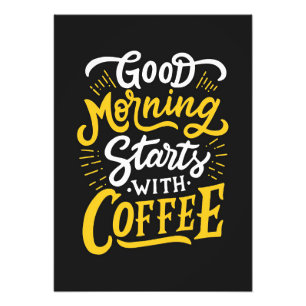 Koffie gaat morgenochtend van start met koffie foto afdruk