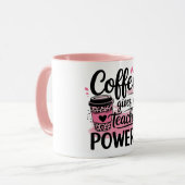 Koffie geeft leraar superkracht mok (Voorkant links)