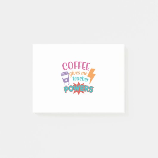Koffie geeft me leraarskracht, terug naar school post-it® notes (Voorkant)