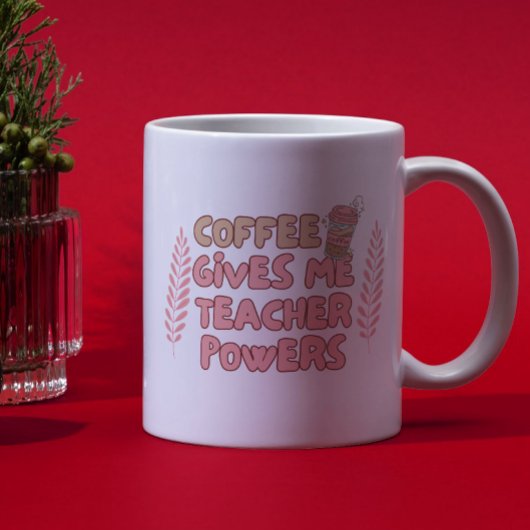 Koffie geeft me leraarskrachten Retro Bubble Typog Mok