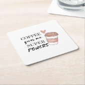 Koffie geeft me superkrachten kartonnen onderzetters (Schuin)