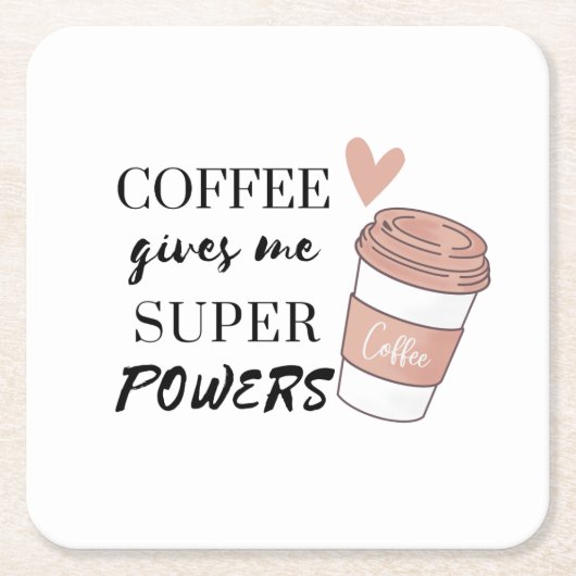 Koffie geeft me superkrachten kartonnen onderzetters (Voorkant)