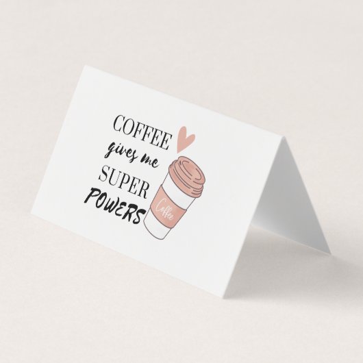 Koffie geeft me superkrachten visitekaartje (Voorkant)