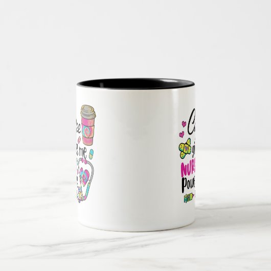 Koffie geeft me verpleegbevoegdheden tweekleurige koffiemok (Center)