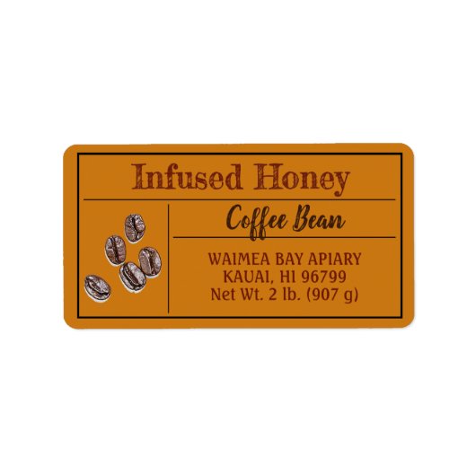 Koffie-geïnfundeerde honing Donker Amber Etiket (Voorkant)
