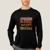 Koffie geobsedeerde typografische quote Tri-Blend shirt (Voorkant volledig)