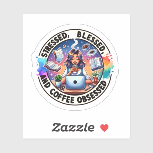 Koffie geobsedeerde vinyl Sticker (Vel)