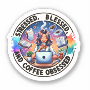 Koffie geobsedeerde vinyl Sticker