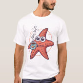 Koffie geobsedeerde zeester t-shirt (Voorkant)