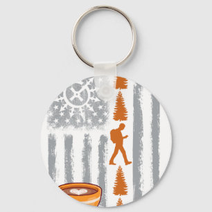 koffie geocachen- Vintage USA Amerikaanse Vlag voo Sleutelhanger