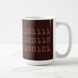 Koffie, geschreven in binaire code mok, bruin koffiemok
