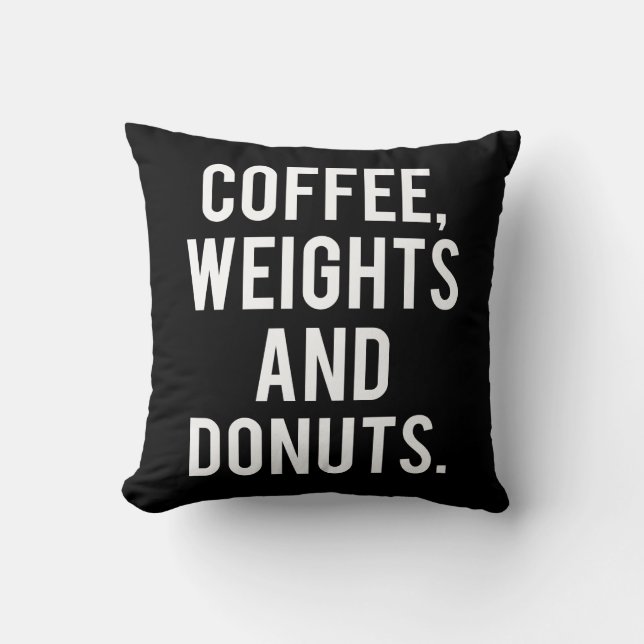 Koffie, gewichten en donuts - Grappig nieuws-gym Kussen (Voorkant)