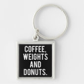 Koffie, gewichten en donuts - Grappig nieuws-gym Sleutelhanger (Voorkant)