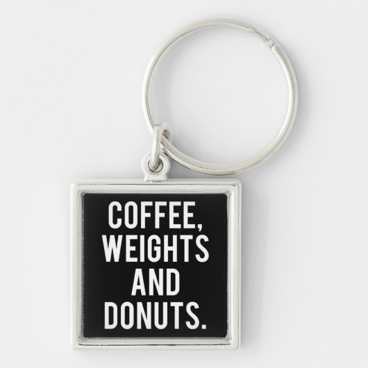 Koffie, gewichten en donuts - Grappig nieuws-gym Sleutelhanger (Voorkant)