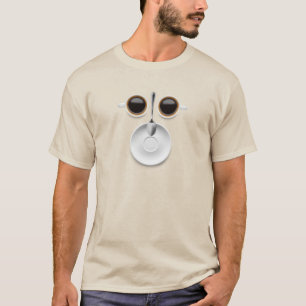 Koffie gezicht twee kopjes koffie t-shirt