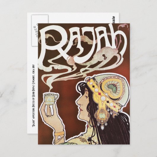  Koffie Girly Nouveau Ad - Rajah Coffee Briefkaart (Voorkant / Achterkant)