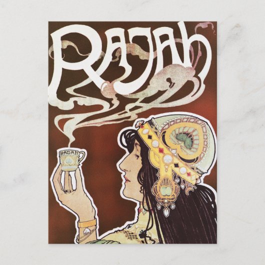  Koffie Girly Nouveau Ad - Rajah Coffee Briefkaart (Voorkant)