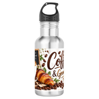 Koffie & Goede Vibes Koffieliefhebber Design Waterfles