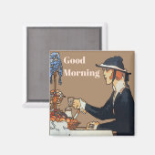 Koffie, Goedemorgen, tekst bewerken Magneet (Voorkant / Achterkant)