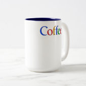 koffie - google font tweekleurige koffiemok (Voorkant rechts)