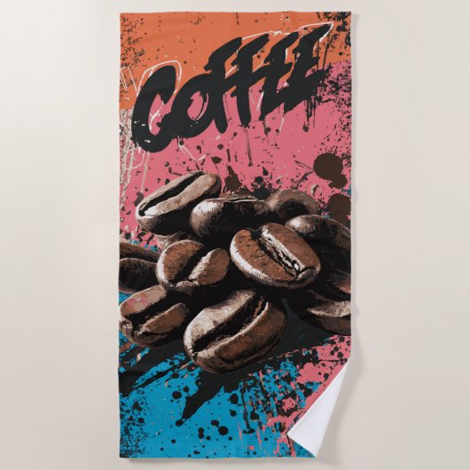 Koffie Graffiti Pop Art Bonen Strandlaken (Voorkant)