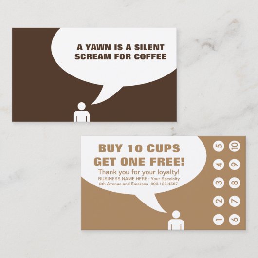 Koffie Grappig Quote Koffie Punch Card Klantenkaartje (Voorkant / Achterkant)