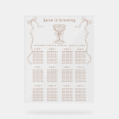 Koffie Hand getrokken Vrijgezellenfeest zitkaart Acryl Bord (Voorkant)