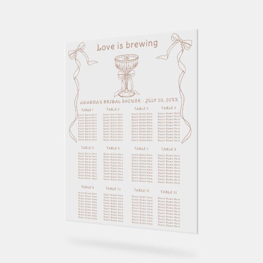 Koffie Hand getrokken Vrijgezellenfeest zitkaart Acryl Bord (Hoek)