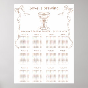Koffie Hand getrokken Vrijgezellenfeest zitkaart Poster