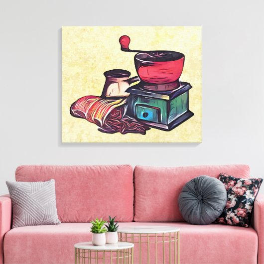 Koffie handmatige slijper canvas afdruk (Insitu (Woonkamer))