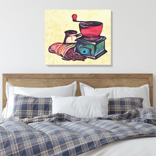 Koffie handmatige slijper canvas afdruk (Insitu (Slaapkamer))