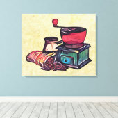 Koffie handmatige slijper canvas afdruk (Insitu (Houten vloer))