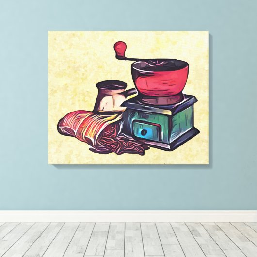 Koffie handmatige slijper canvas afdruk (Insitu (Houten vloer))