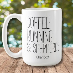 Koffie Hardlopen Herders Bewerkbare Naam Ontwerp Koffiemok