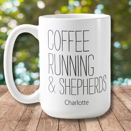 Koffie Hardlopen Herders Bewerkbare Naam Ontwerp Koffiemok