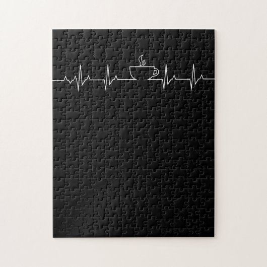 Koffie hartslag Funny Heartbeat Lover TShirt Legpuzzel (Verticaal)