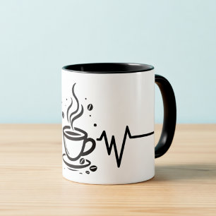 Koffie Hartslag One-Line Art Mok